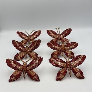 Vintage Beaded Butterfly Napkin Rings. Set of 6 matching.